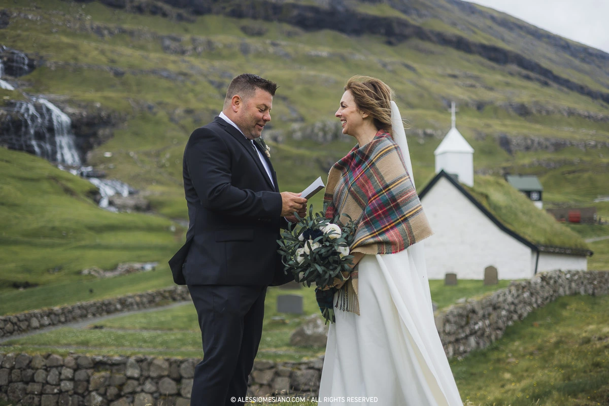 Intimate elopement in Saksun, Faroe Islands