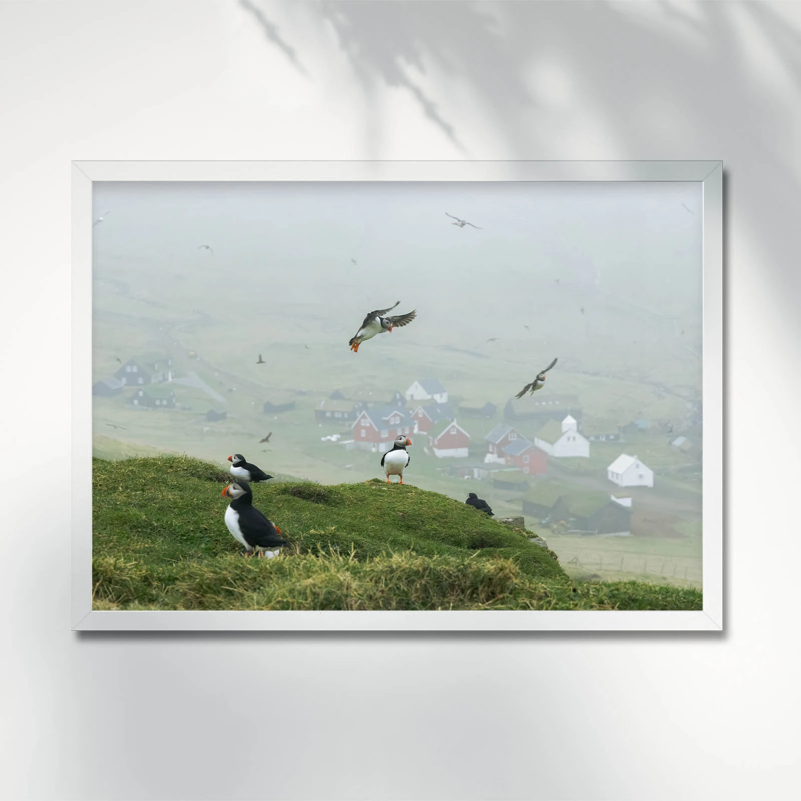 Puffins near the village of Mykines